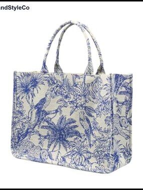Luxury Large Tote Bag Retro Embroidery Jacquard Handbag Cotton Linen Women
